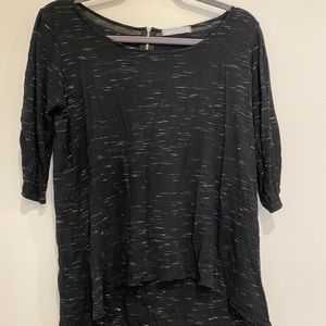 •2/$25• Olivia Moon Black & Gray Heathered Wide Neck 3/4 Sleeve Top